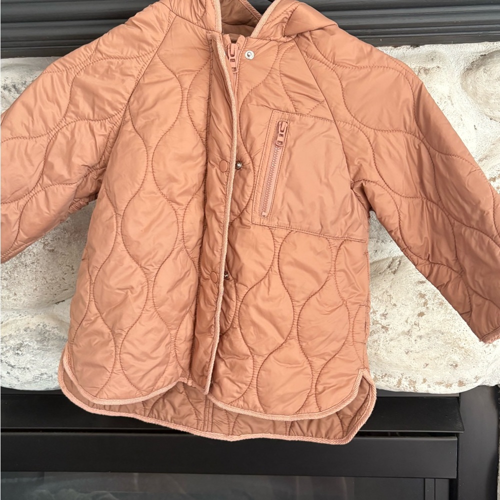 Zara Rose Gold quilted Jacket sz 5 Girls